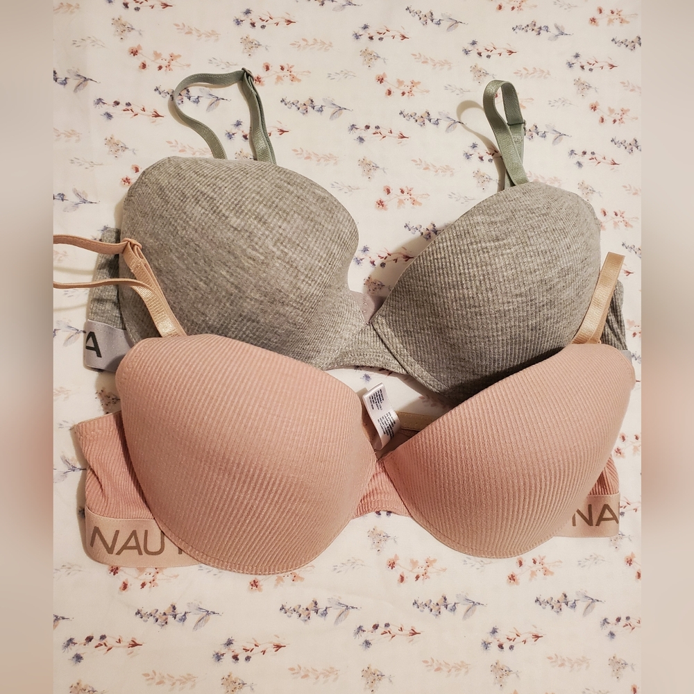Nautica Pink and Gray Wireless Bras with Seamless Design